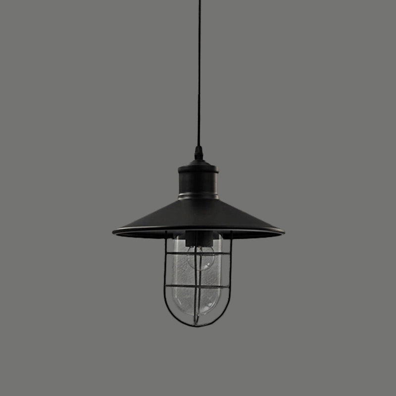 Saucer Dining Room Pendulum Light Rustic Iron 1 Bulb 10.5"/14" Wide Black Pendant Lamp with Extra 2-Shade Guard Clearhalo 'Art Deco Pendants' 'Black' 'Cast Iron' 'Ceiling Lights' 'Ceramic' 'Crystal' 'Industrial Pendants' 'Industrial' 'Metal' 'Middle Century Pendants' 'Pendant Lights' 'Pendants' 'Rustic Pendants' 'Tiffany' Lighting' 1969180