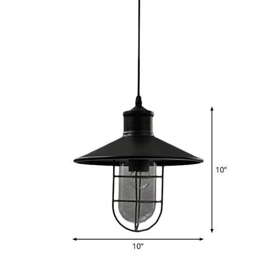 Saucer Dining Room Pendulum Light Rustic Iron 1 Bulb 10.5"/14" Wide Black Pendant Lamp with Extra 2-Shade Guard Clearhalo 'Art Deco Pendants' 'Black' 'Cast Iron' 'Ceiling Lights' 'Ceramic' 'Crystal' 'Industrial Pendants' 'Industrial' 'Metal' 'Middle Century Pendants' 'Pendant Lights' 'Pendants' 'Rustic Pendants' 'Tiffany' Lighting' 1969181
