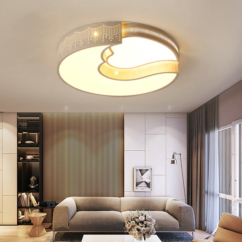 Modern Etched Round Flushmount Light Metal White LED Ceiling Lamp for Living Room Kitchen White Clearhalo 'Ceiling Lights' 'Close To Ceiling Lights' 'Close to ceiling' 'Flush mount' Lighting' 196927