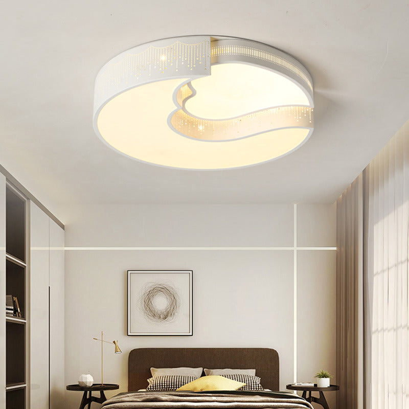 Modern Etched Round Flushmount Light Metal White LED Ceiling Lamp for Living Room Kitchen Clearhalo 'Ceiling Lights' 'Close To Ceiling Lights' 'Close to ceiling' 'Flush mount' Lighting' 196928