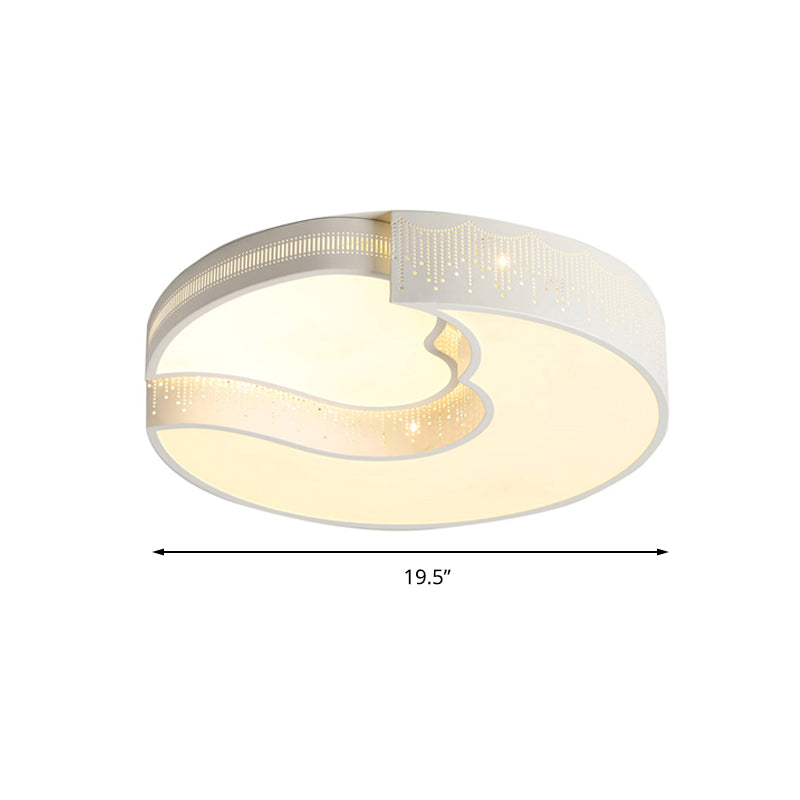 Modern Etched Round Flushmount Light Metal White LED Ceiling Lamp for Living Room Kitchen Clearhalo 'Ceiling Lights' 'Close To Ceiling Lights' 'Close to ceiling' 'Flush mount' Lighting' 196931