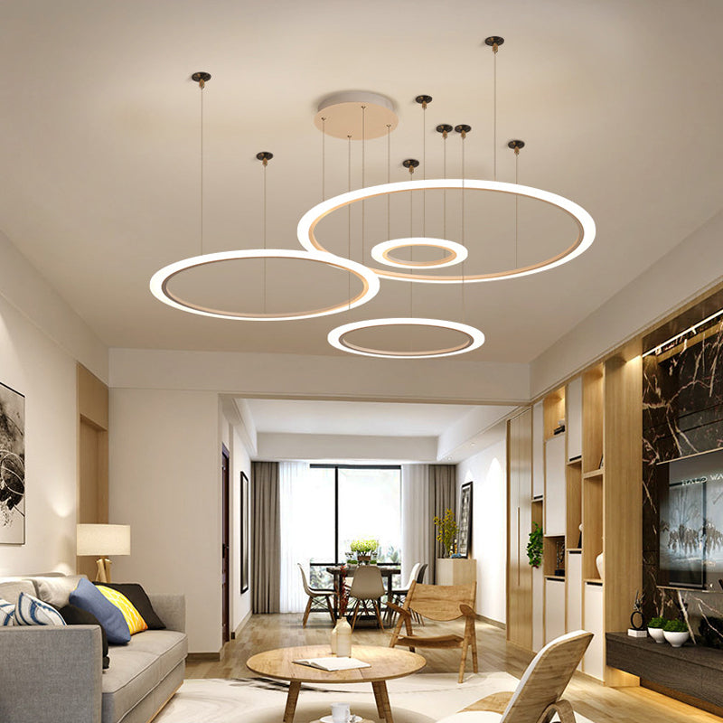 Small/Large 3/4 Tiers Ceiling Pendant Lamp Creative Modern Acrylic Coffee LED Chandelier Light Fixture Clearhalo 'Ceiling Lights' 'Chandeliers' 'Modern Chandeliers' 'Modern' Lighting' 1969344
