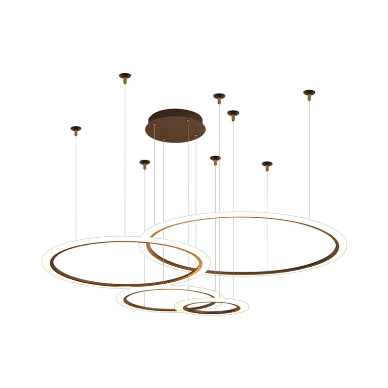 Small/Large 3/4 Tiers Ceiling Pendant Lamp Creative Modern Acrylic Coffee LED Chandelier Light Fixture Clearhalo 'Ceiling Lights' 'Chandeliers' 'Modern Chandeliers' 'Modern' Lighting' 1969345