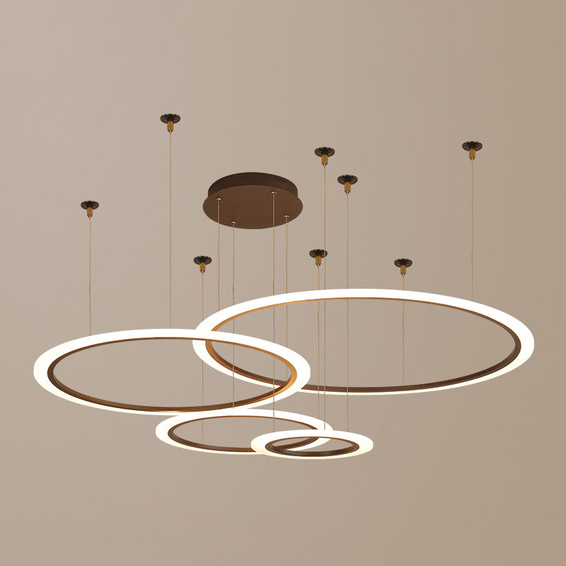 Small/Large 3/4 Tiers Ceiling Pendant Lamp Creative Modern Acrylic Coffee LED Chandelier Light Fixture Clearhalo 'Ceiling Lights' 'Chandeliers' 'Modern Chandeliers' 'Modern' Lighting' 1969346