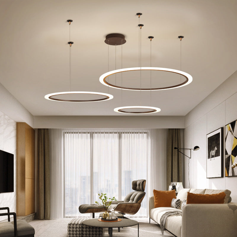 Small/Large 3/4 Tiers Ceiling Pendant Lamp Creative Modern Acrylic Coffee LED Chandelier Light Fixture Coffee 3 Tiers Clearhalo 'Ceiling Lights' 'Chandeliers' 'Modern Chandeliers' 'Modern' Lighting' 1969349