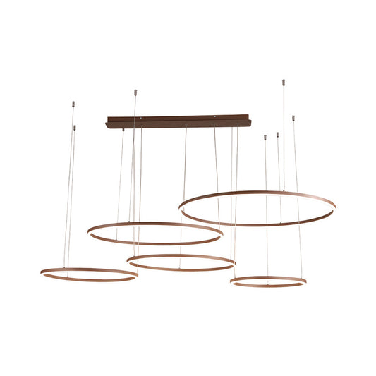 3/4/5-Tier Circular Restaurant Chandelier Acrylic Minimalist LED Ceiling Pendant Light in Brown Clearhalo 'Ceiling Lights' 'Chandeliers' 'Modern Chandeliers' 'Modern' Lighting' 1969357