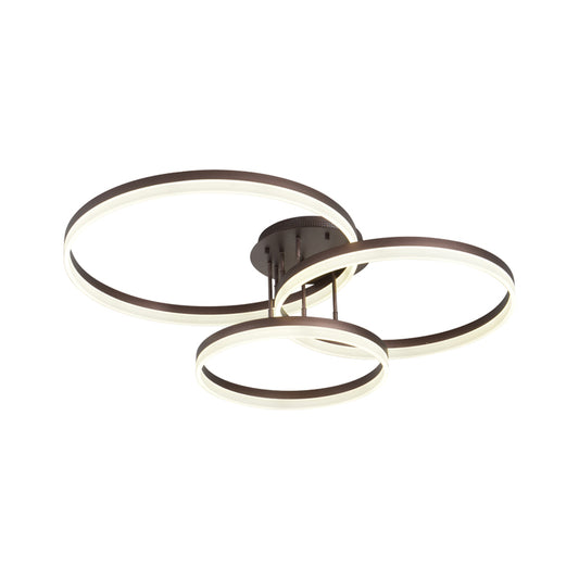 Coffee Hoop Shaped Ceiling Light Minimalist 3-Light Acrylic LED Semi Flush Mount Lamp with Spiral Design, Warm/White Light Clearhalo 'Ceiling Lights' 'Close To Ceiling Lights' 'Close to ceiling' 'Semi-flushmount' Lighting' 1969415