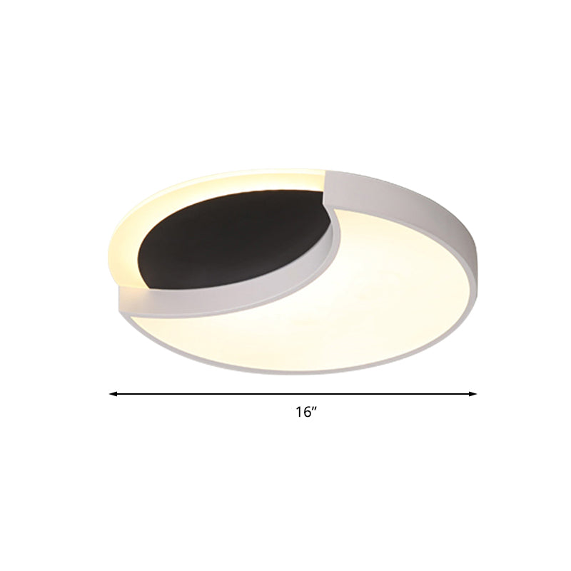 Modern Black&White Ceiling Lamp Eclipse Metal Acrylic LED Flush Ceiling Light for Kindergarten Clearhalo 'Ceiling Lights' 'Close To Ceiling Lights' 'Close to ceiling' 'Flush mount' Lighting' 196957