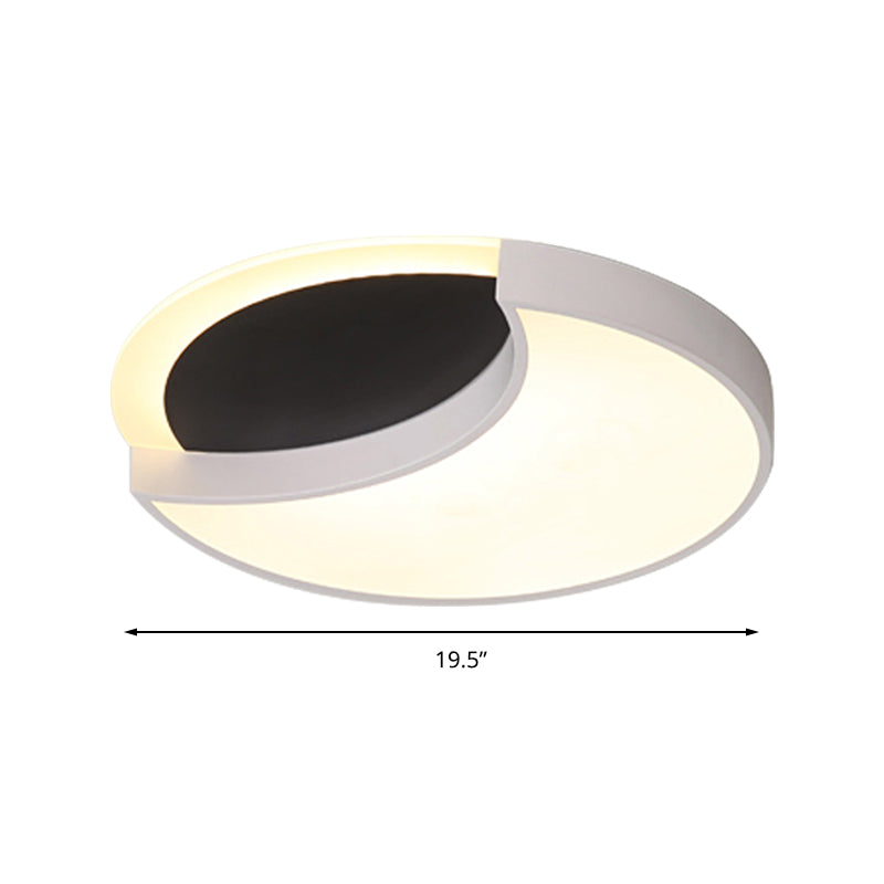 Modern Black&White Ceiling Lamp Eclipse Metal Acrylic LED Flush Ceiling Light for Kindergarten Clearhalo 'Ceiling Lights' 'Close To Ceiling Lights' 'Close to ceiling' 'Flush mount' Lighting' 196958