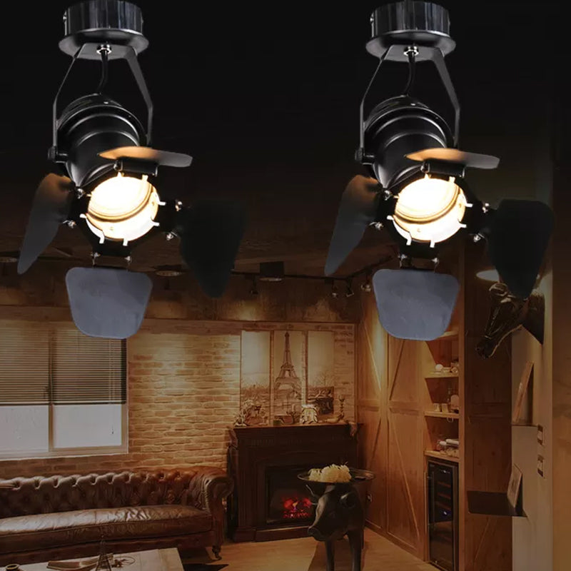 Torch Flush Mount Spotlight Modern Metallic 1-Bulb Black Semi Flush Mounted Light with Extendable/Adjustable Arm Black A Clearhalo 'Ceiling Lights' 'Close To Ceiling Lights' 'Lighting' 1969585_5c390484-1d0f-477f-a032-d6a0fb0c1044