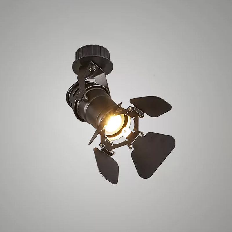 Torch Flush Mount Spotlight Modern Metallic 1-Bulb Black Semi Flush Mounted Light with Extendable/Adjustable Arm Clearhalo 'Ceiling Lights' 'Close To Ceiling Lights' 'Lighting' 1969589_0322e390-94ea-4a02-9788-7cb70808b2e8