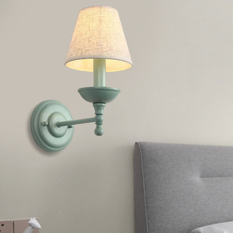 Tapered Shade Corridor Wall Sconce Metal 1 Light Nordic Style Wall Light in Green Green Clearhalo 'Wall Lamps & Sconces' 'Wall Lights' Lighting' 196959