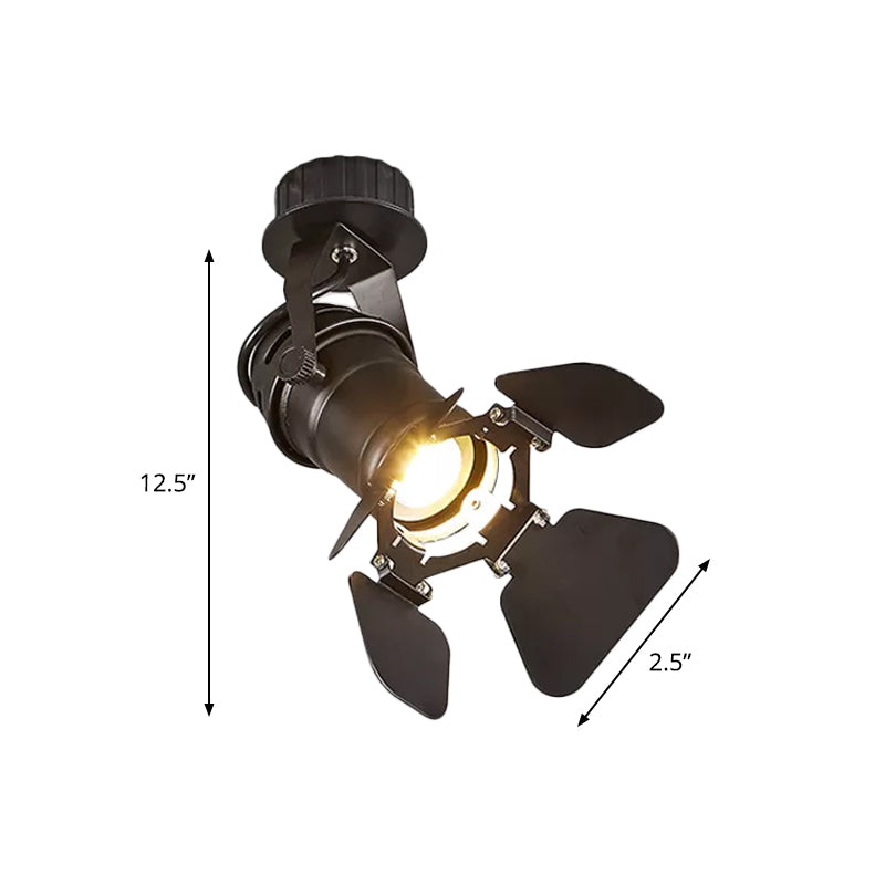 Torch Flush Mount Spotlight Modern Metallic 1-Bulb Black Semi Flush Mounted Light with Extendable/Adjustable Arm Clearhalo 'Ceiling Lights' 'Close To Ceiling Lights' 'Lighting' 1969590