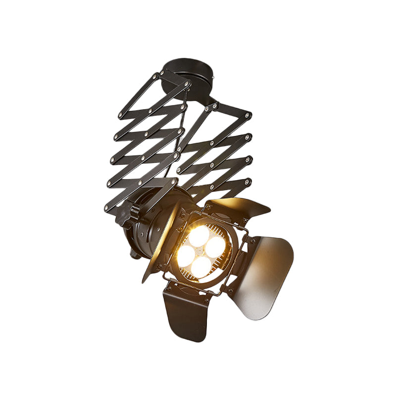 Torch Flush Mount Spotlight Modern Metallic 1-Bulb Black Semi Flush Mounted Light with Extendable/Adjustable Arm Clearhalo 'Ceiling Lights' 'Close To Ceiling Lights' 'Lighting' 1969592