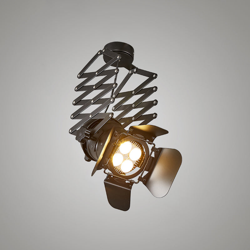 Torch Flush Mount Spotlight Modern Metallic 1-Bulb Black Semi Flush Mounted Light with Extendable/Adjustable Arm Clearhalo 'Ceiling Lights' 'Close To Ceiling Lights' 'Lighting' 1969593