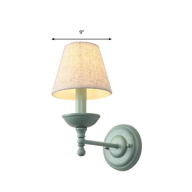 Tapered Shade Corridor Wall Sconce Metal 1 Light Nordic Style Wall Light in Green Clearhalo 'Wall Lamps & Sconces' 'Wall Lights' Lighting' 196962