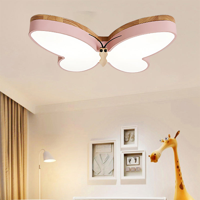 Butterfly Shape Living Room LED Ceiling Light Acrylic Contemporary Flush Mount Ceiling Light Pink Clearhalo 'Ceiling Lights' 'Close To Ceiling Lights' 'Close to ceiling' 'Flush mount' Lighting' 196973