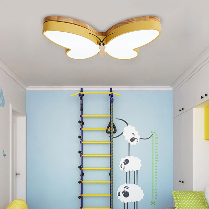 Butterfly Shape Living Room LED Ceiling Light Acrylic Contemporary Flush Mount Ceiling Light Yellow Clearhalo 'Ceiling Lights' 'Close To Ceiling Lights' 'Close to ceiling' 'Flush mount' Lighting' 196977