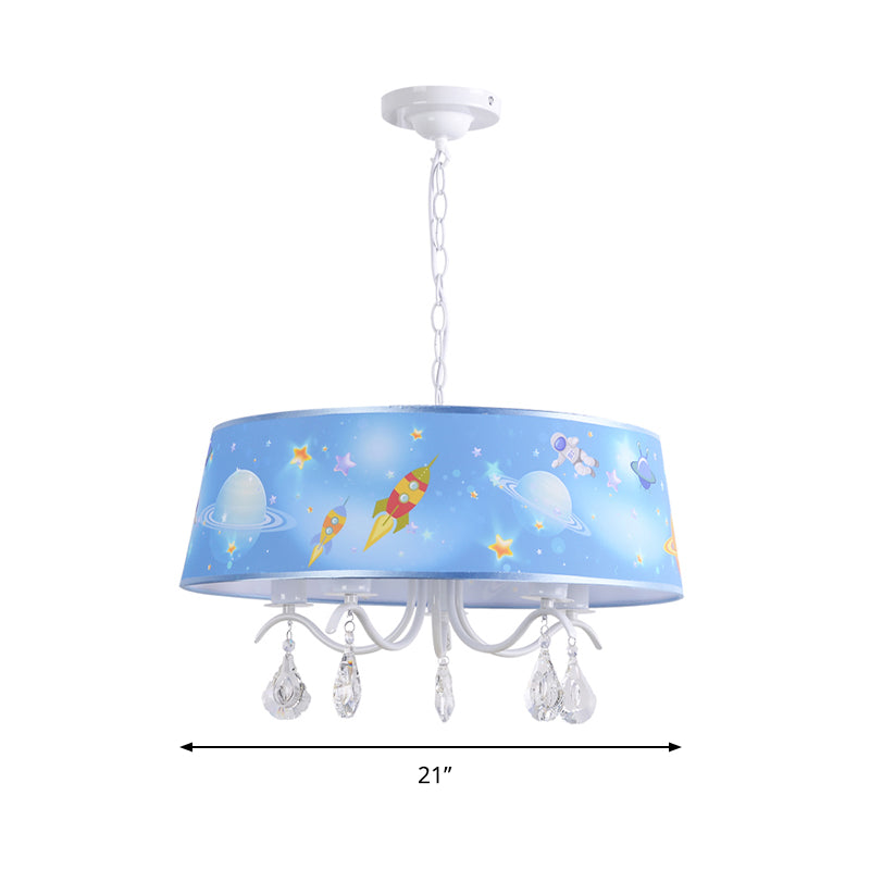 Creative Planet & Rocket Hanging Pendant with Clear Crystal Metal Chandelier in Blue for Baby Room Clearhalo 'Ceiling Lights' 'Chandeliers' Lighting' options 196988