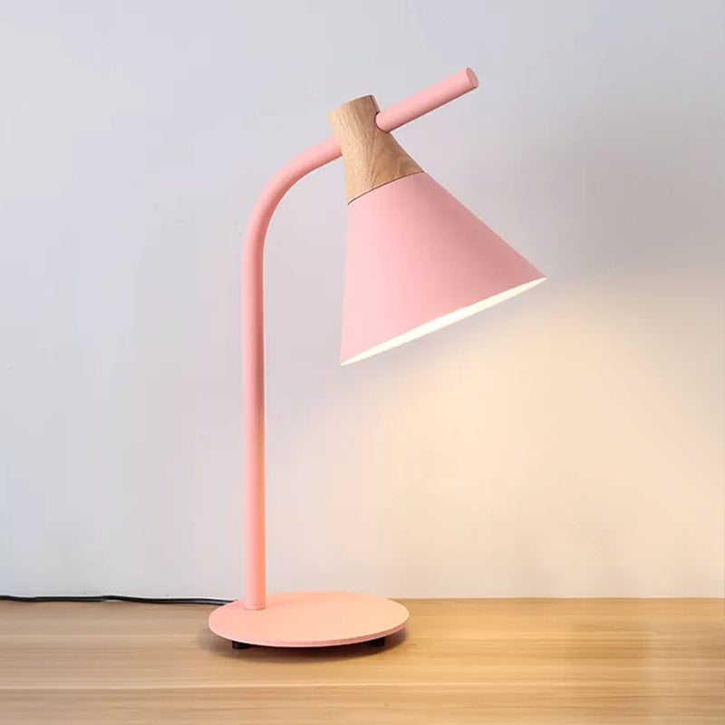 Nordic Funnel Reading Light Single Head Metal Desk Light for Study Room Dormitory Pink Clearhalo 'Lamps' 'Table Lamps' Lighting' 196990