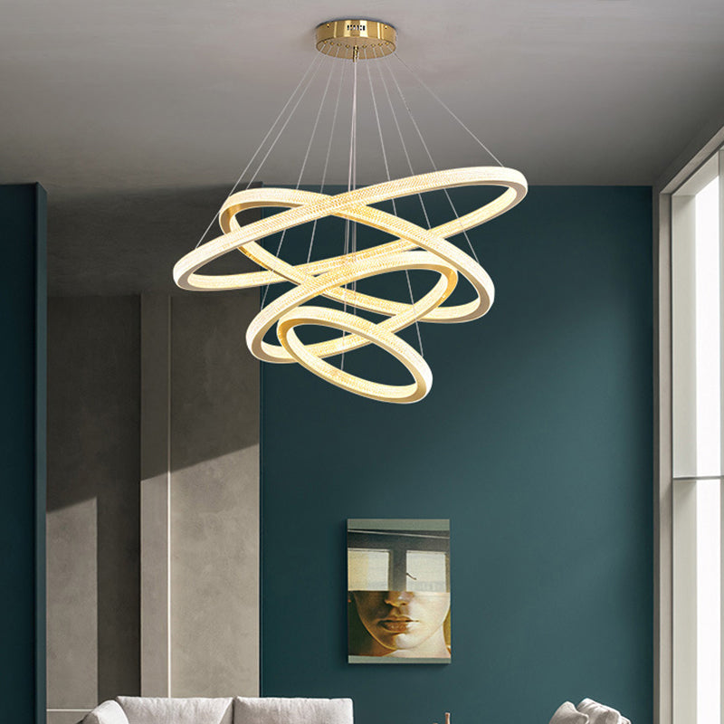1/3/4-Tier Circle Acrylic Suspension Pendant Minimalism Brass LED Chandelier Light Fixture Clearhalo 'Ceiling Lights' 'Chandeliers' 'Modern Chandeliers' 'Modern' Lighting' 1969941