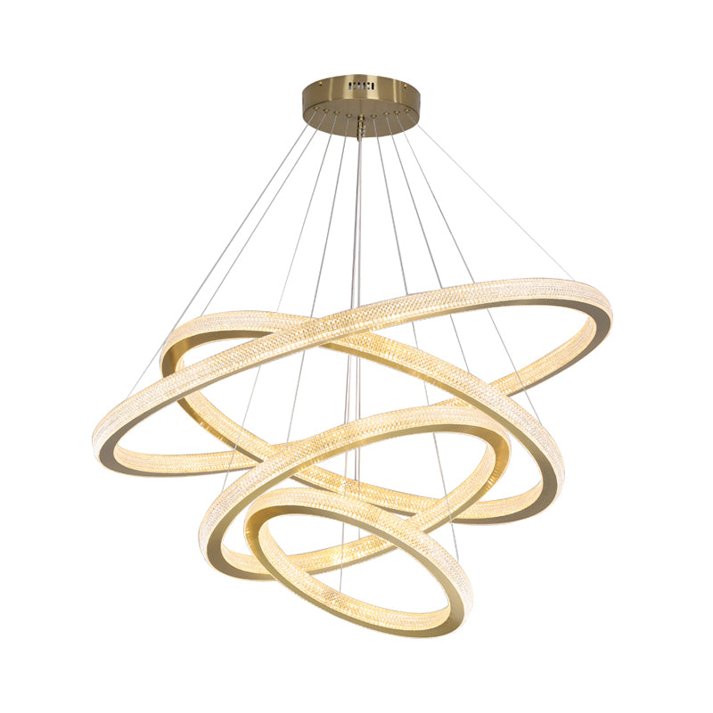 1/3/4-Tier Circle Acrylic Suspension Pendant Minimalism Brass LED Chandelier Light Fixture Clearhalo 'Ceiling Lights' 'Chandeliers' 'Modern Chandeliers' 'Modern' Lighting' 1969943