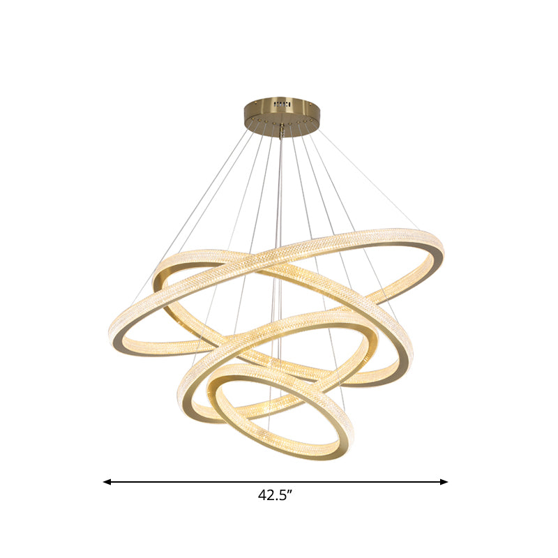 1/3/4-Tier Circle Acrylic Suspension Pendant Minimalism Brass LED Chandelier Light Fixture Clearhalo 'Ceiling Lights' 'Chandeliers' 'Modern Chandeliers' 'Modern' Lighting' 1969944