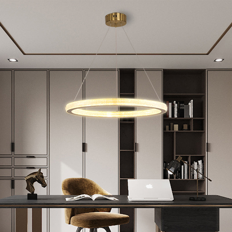 1/3/4-Tier Circle Acrylic Suspension Pendant Minimalism Brass LED Chandelier Light Fixture Clearhalo 'Ceiling Lights' 'Chandeliers' 'Modern Chandeliers' 'Modern' Lighting' 1969946