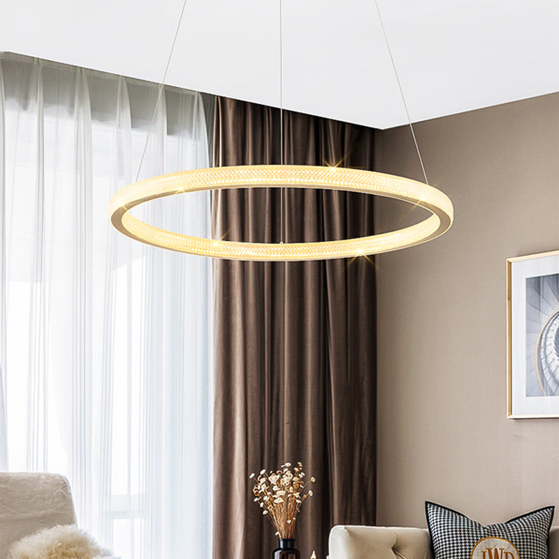 1/3/4-Tier Circle Acrylic Suspension Pendant Minimalism Brass LED Chandelier Light Fixture Clearhalo 'Ceiling Lights' 'Chandeliers' 'Modern Chandeliers' 'Modern' Lighting' 1969947
