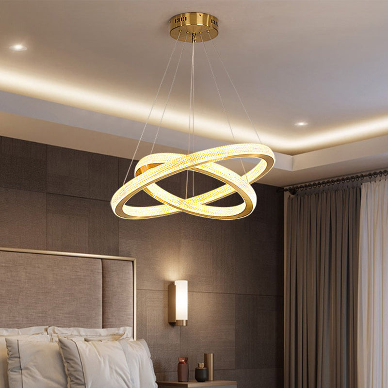 1/3/4-Tier Circle Acrylic Suspension Pendant Minimalism Brass LED Chandelier Light Fixture Brass 2 Tiers Clearhalo 'Ceiling Lights' 'Chandeliers' 'Modern Chandeliers' 'Modern' Lighting' 1969950