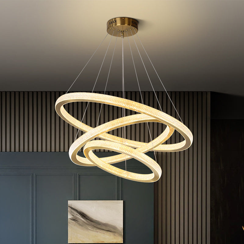 1/3/4-Tier Circle Acrylic Suspension Pendant Minimalism Brass LED Chandelier Light Fixture Clearhalo 'Ceiling Lights' 'Chandeliers' 'Modern Chandeliers' 'Modern' Lighting' 1969956