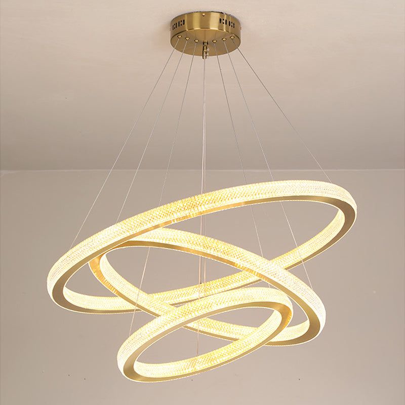 1/3/4-Tier Circle Acrylic Suspension Pendant Minimalism Brass LED Chandelier Light Fixture Clearhalo 'Ceiling Lights' 'Chandeliers' 'Modern Chandeliers' 'Modern' Lighting' 1969957