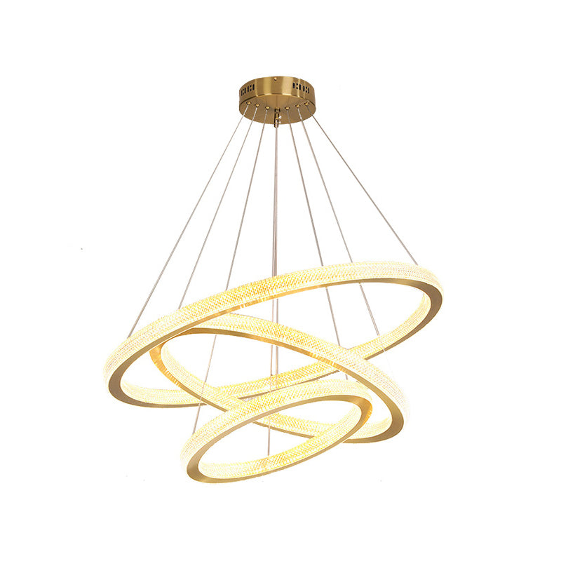 1/3/4-Tier Circle Acrylic Suspension Pendant Minimalism Brass LED Chandelier Light Fixture Clearhalo 'Ceiling Lights' 'Chandeliers' 'Modern Chandeliers' 'Modern' Lighting' 1969958