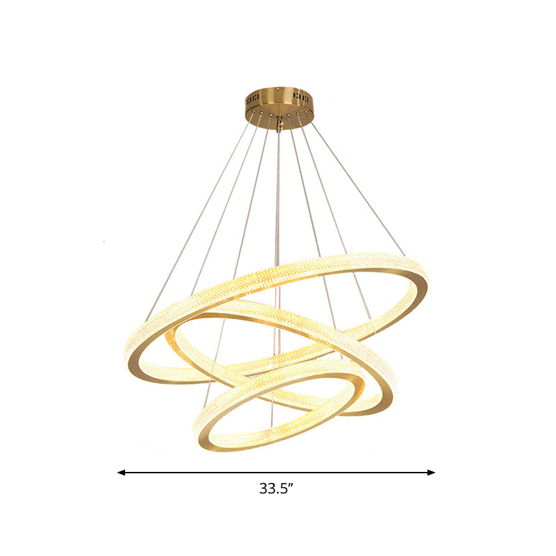 1/3/4-Tier Circle Acrylic Suspension Pendant Minimalism Brass LED Chandelier Light Fixture Clearhalo 'Ceiling Lights' 'Chandeliers' 'Modern Chandeliers' 'Modern' Lighting' 1969959
