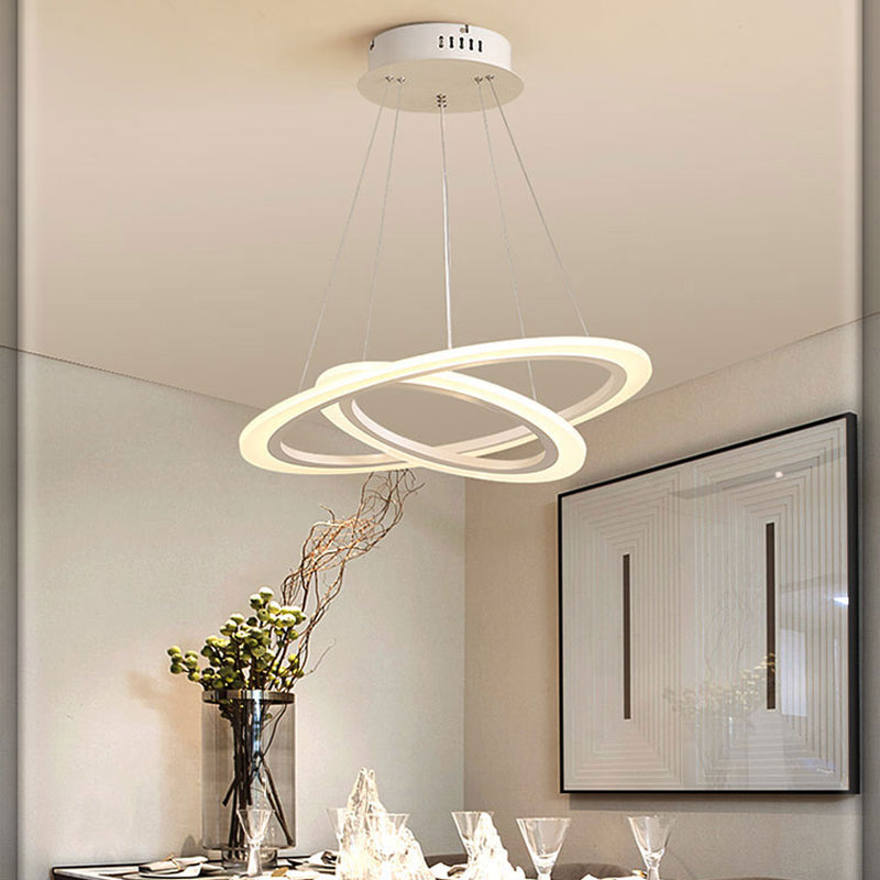Acrylic 2/3-Tiered LED Chandelier Modern Style Coffee Small/Large Hoop Pendant Light Kit Coffee 2 Tiers Clearhalo 'Ceiling Lights' 'Chandeliers' 'Modern Chandeliers' 'Modern' Lighting' 1969976