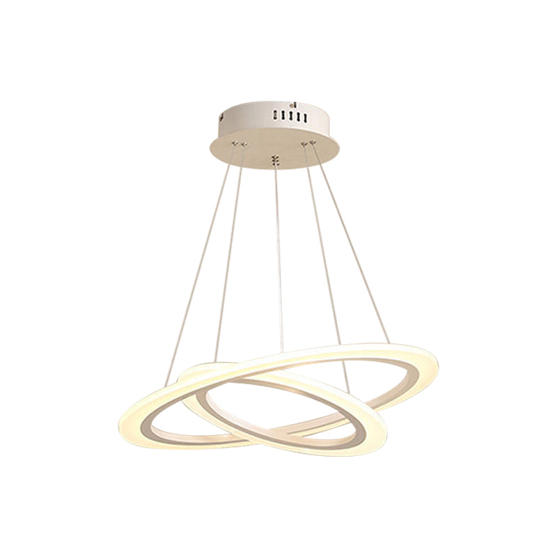 Acrylic 2/3-Tiered LED Chandelier Modern Style Coffee Small/Large Hoop Pendant Light Kit Clearhalo 'Ceiling Lights' 'Chandeliers' 'Modern Chandeliers' 'Modern' Lighting' 1969978