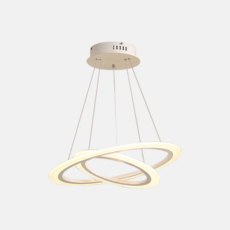 Acrylic 2/3-Tiered LED Chandelier Modern Style Coffee Small/Large Hoop Pendant Light Kit Clearhalo 'Ceiling Lights' 'Chandeliers' 'Modern Chandeliers' 'Modern' Lighting' 1969979