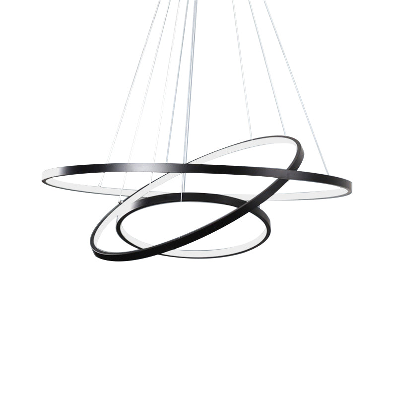 3-Ring Living Room Ceiling Chandelier Acrylic Simple Style LED Pendant Light in Black/White/Gold Clearhalo 'Ceiling Lights' 'Chandeliers' 'Modern Chandeliers' 'Modern' Lighting' 1970000