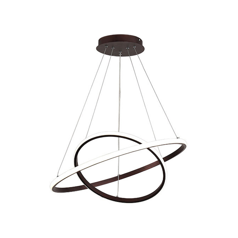 Modern 2/3 Tiered Round Pendant Lighting Acrylic Dining Room LED Chandelier in White/Coffee Clearhalo 'Ceiling Lights' 'Chandeliers' 'Modern Chandeliers' 'Modern' Lighting' 1970015