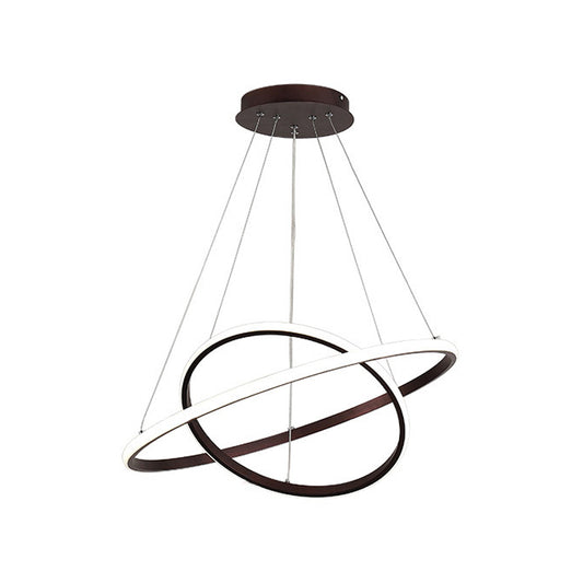Modern 2/3 Tiered Round Pendant Lighting Acrylic Dining Room LED Chandelier in White/Coffee Clearhalo 'Ceiling Lights' 'Chandeliers' 'Modern Chandeliers' 'Modern' Lighting' 1970015