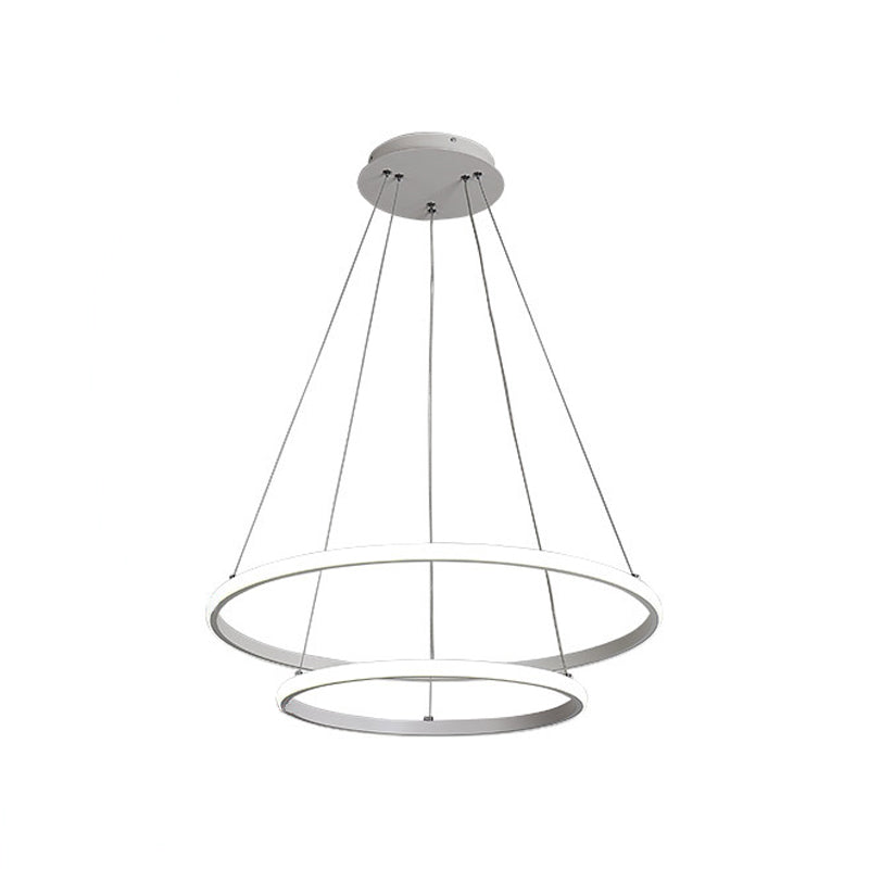 Modern 2/3 Tiered Round Pendant Lighting Acrylic Dining Room LED Chandelier in White/Coffee Clearhalo 'Ceiling Lights' 'Chandeliers' 'Modern Chandeliers' 'Modern' Lighting' 1970020