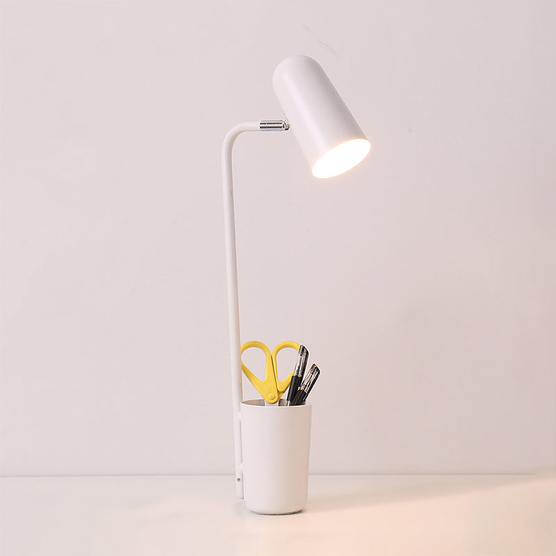 Living Room Cup Desk Light with Pen Holder Metal One Light White Table Light White Clearhalo 'Lamps' 'Table Lamps' Lighting' 197004