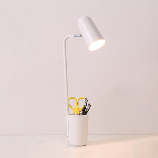 Living Room Cup Desk Light with Pen Holder Metal One Light White Table Light White Clearhalo 'Lamps' 'Table Lamps' Lighting' 197004