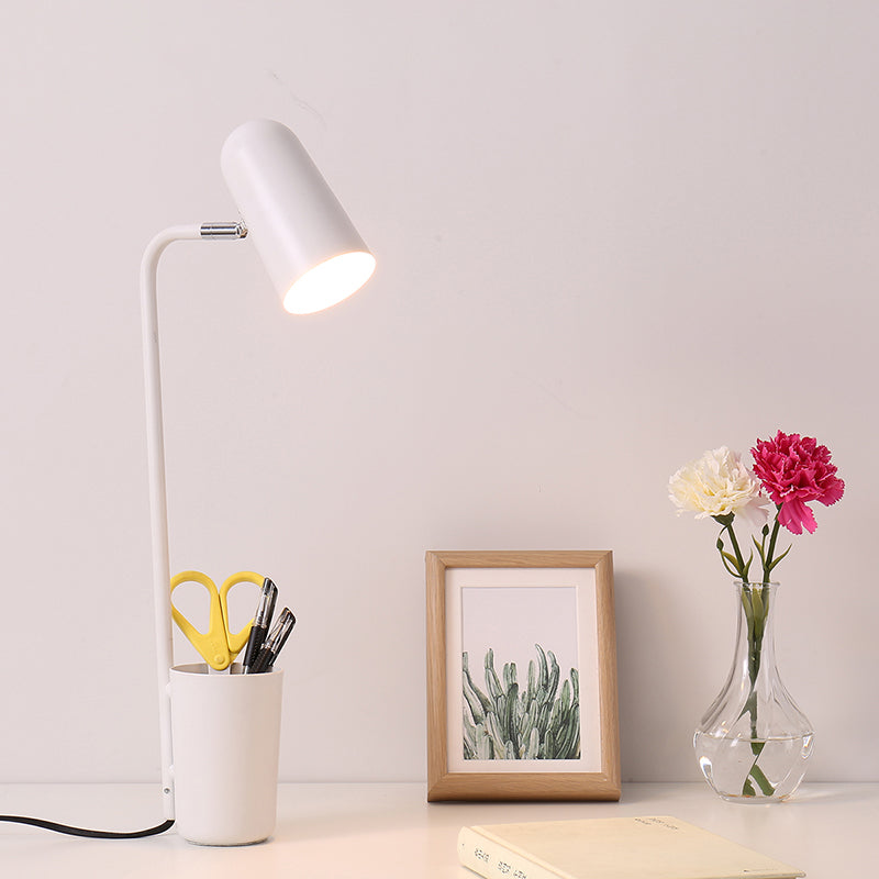 Living Room Cup Desk Light with Pen Holder Metal One Light White Table Light Clearhalo 'Lamps' 'Table Lamps' Lighting' 197005