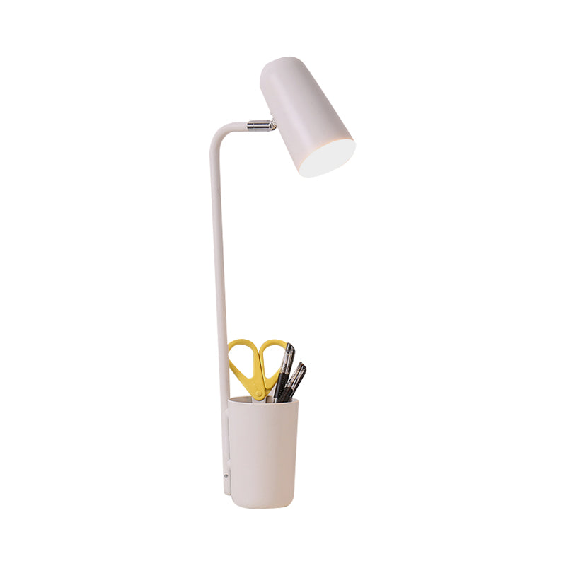 Living Room Cup Desk Light with Pen Holder Metal One Light White Table Light Clearhalo 'Lamps' 'Table Lamps' Lighting' 197006