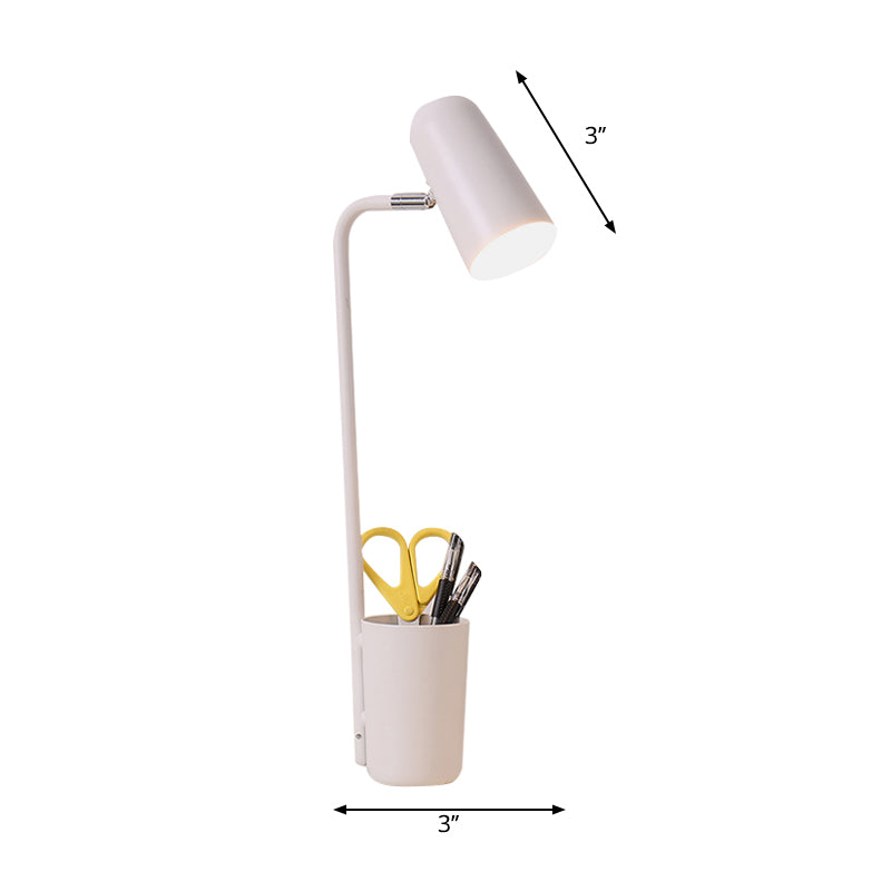 Living Room Cup Desk Light with Pen Holder Metal One Light White Table Light Clearhalo 'Lamps' 'Table Lamps' Lighting' 197007