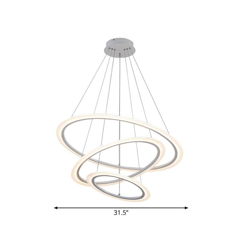 Circular 2/3/4-Tier Pendant Chandelier Minimal Acrylic White LED Ceiling Hang Light for Dining Room Clearhalo 'Ceiling Lights' 'Chandeliers' 'Modern Chandeliers' 'Modern' Lighting' 1970146