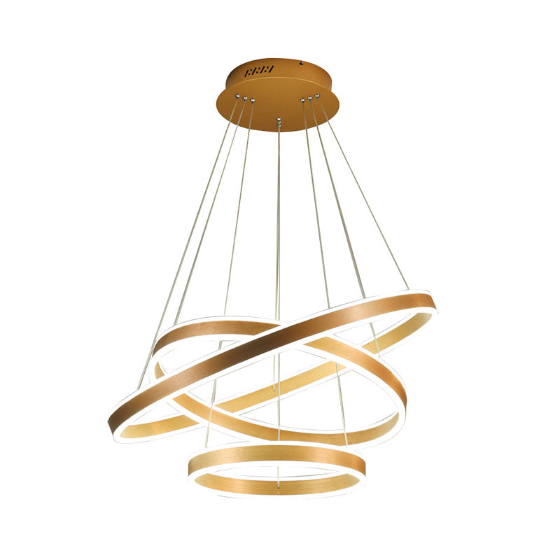 Minimalistic LED Ceiling Hang Lamp Black/Gold/Coffee 3 Tiered Circle Chandelier with Acrylic Shade Clearhalo 'Ceiling Lights' 'Chandeliers' 'Modern Chandeliers' 'Modern' Lighting' 1970178