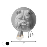 White/Black Bulldog Head Wall Lamp Artistic 3 Heads Resin Wall Mounted Light for Bathroom Clearhalo 'Wall Lamps & Sconces' 'Wall Lights' Lighting' 1970344