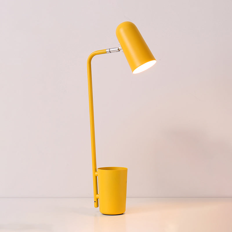 Metal Cup Desk Light with Pen Holder 1 Head Macaron Style Reading Light for Study Room Yellow Clearhalo 'Lamps' 'Table Lamps' Lighting' 197035